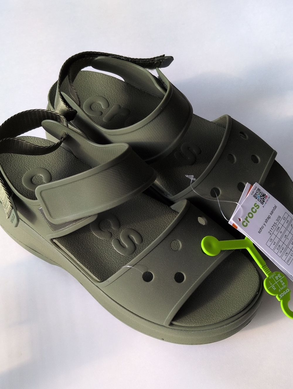 CROCS Women's Soho Y Strap Olive Green Sandal